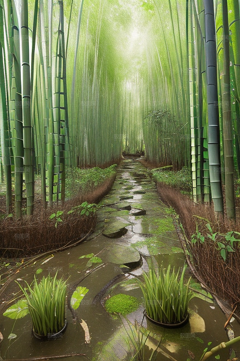 竹笋的爽脆的美景