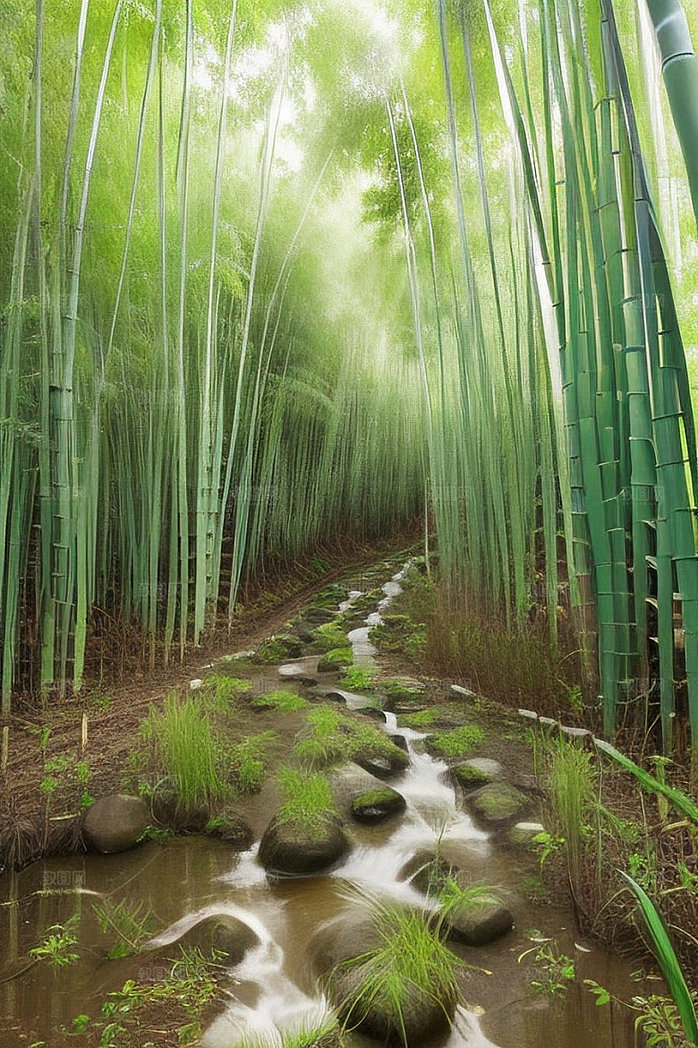 雨后的竹海的美景