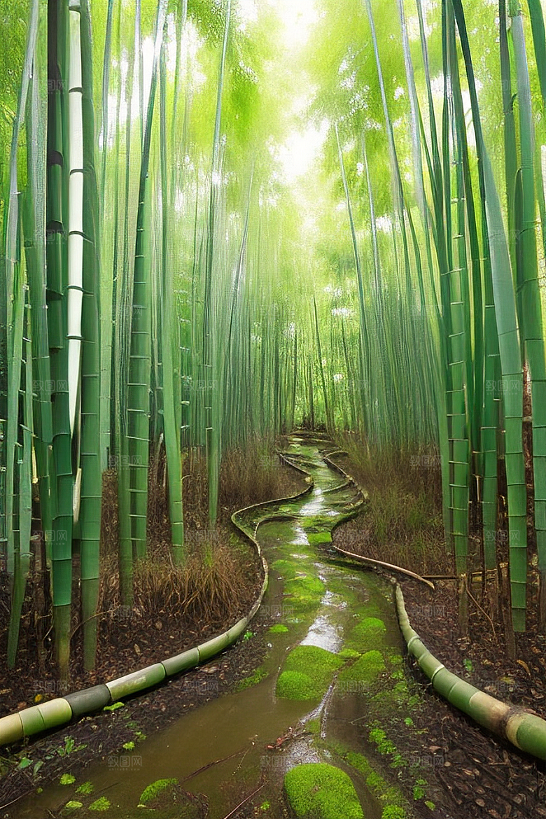雨后的竹海的美景