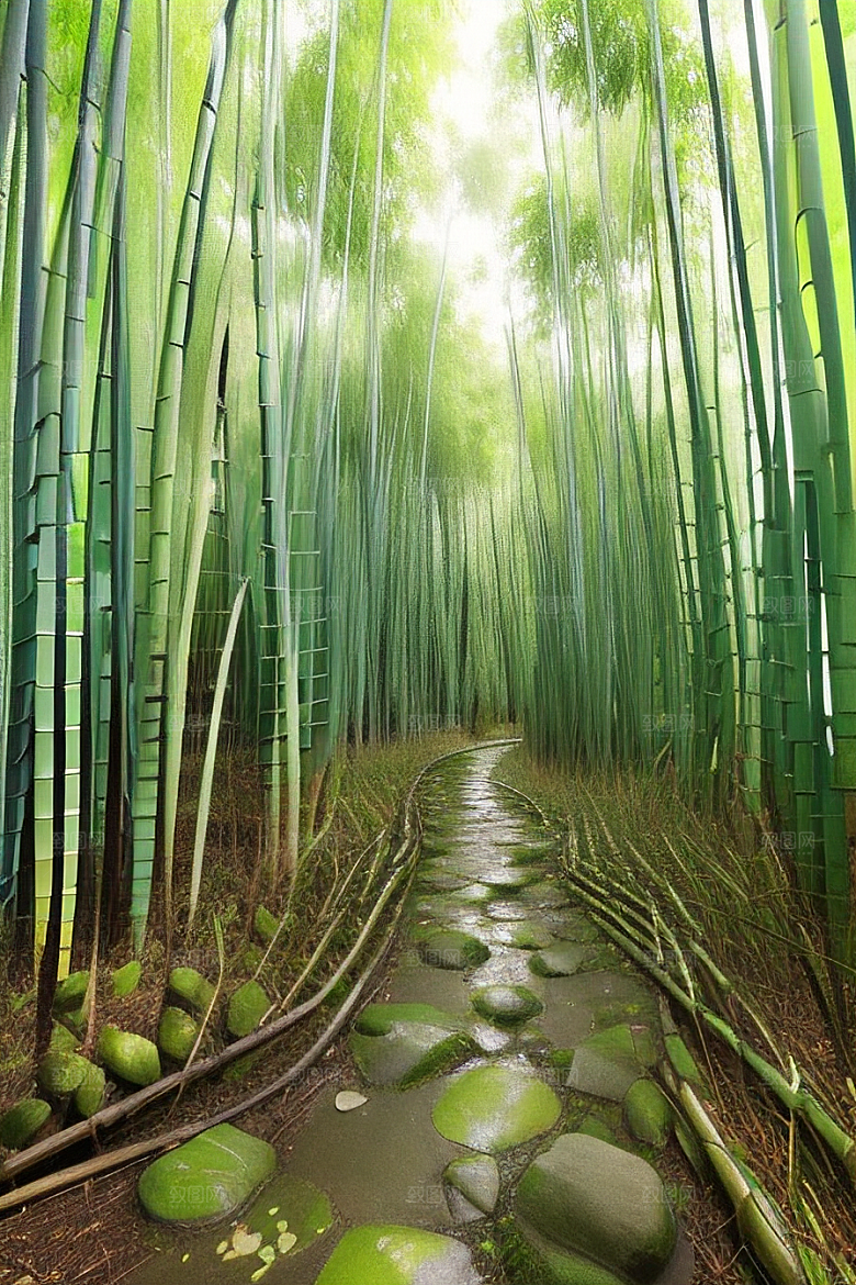 雨后的竹海的美景