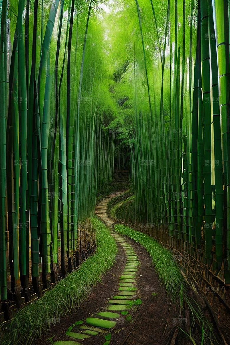 雨后的竹海的美景