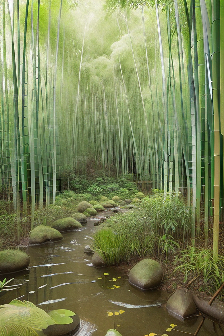 雨后的竹海的美景