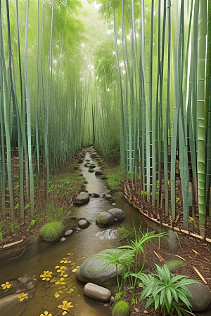 雨后的竹海的美景