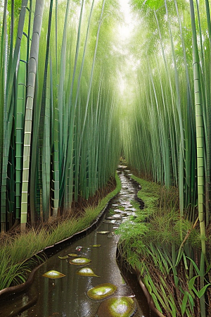雨后的竹海的美景