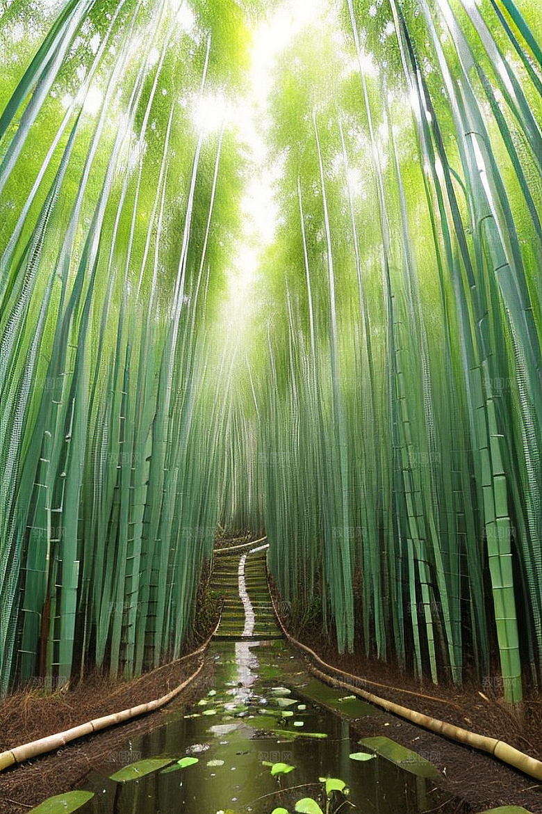 雨后的竹海的美景