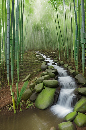 雨后的竹海的美景