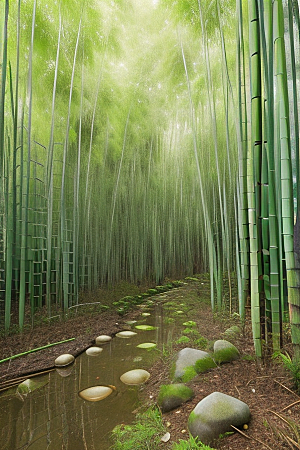 雨后的竹海的美景