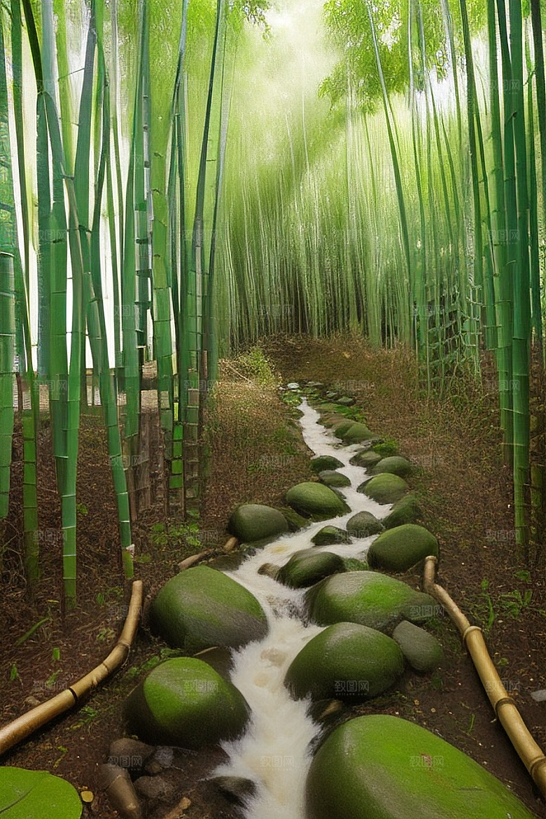 雨后的竹海的美景