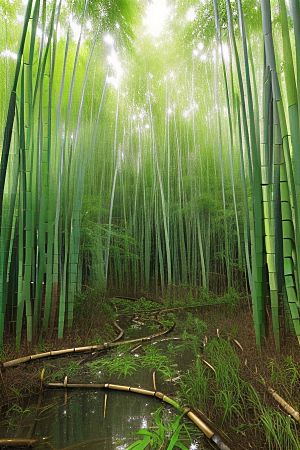 雨后的竹海的美景