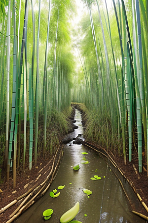 雨后的竹海的美景