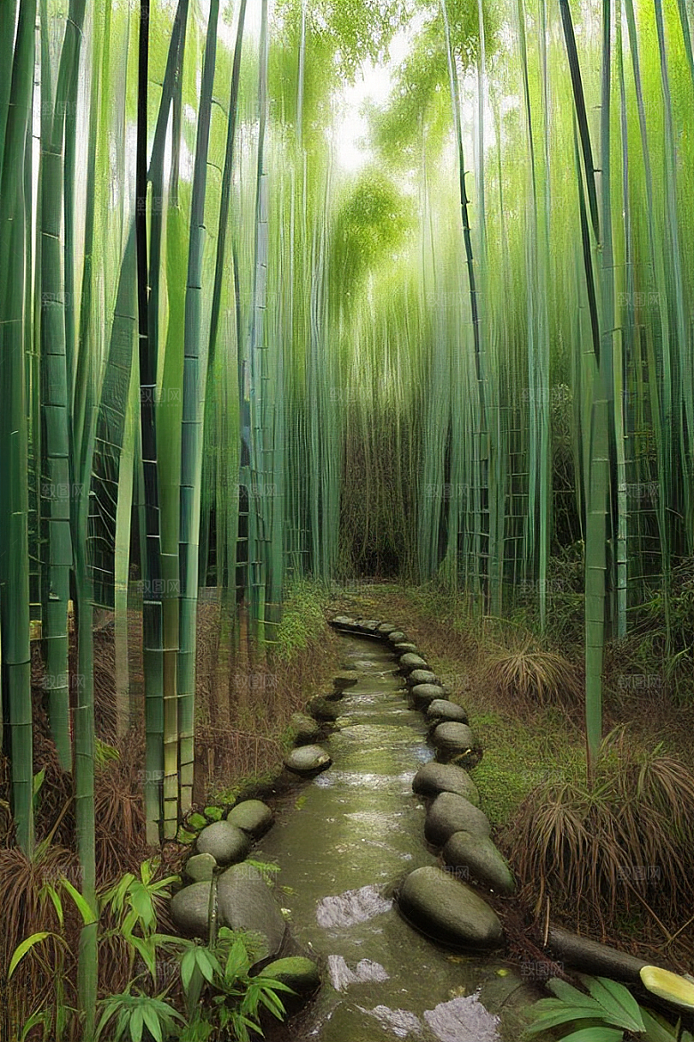 雨后的竹海的美景