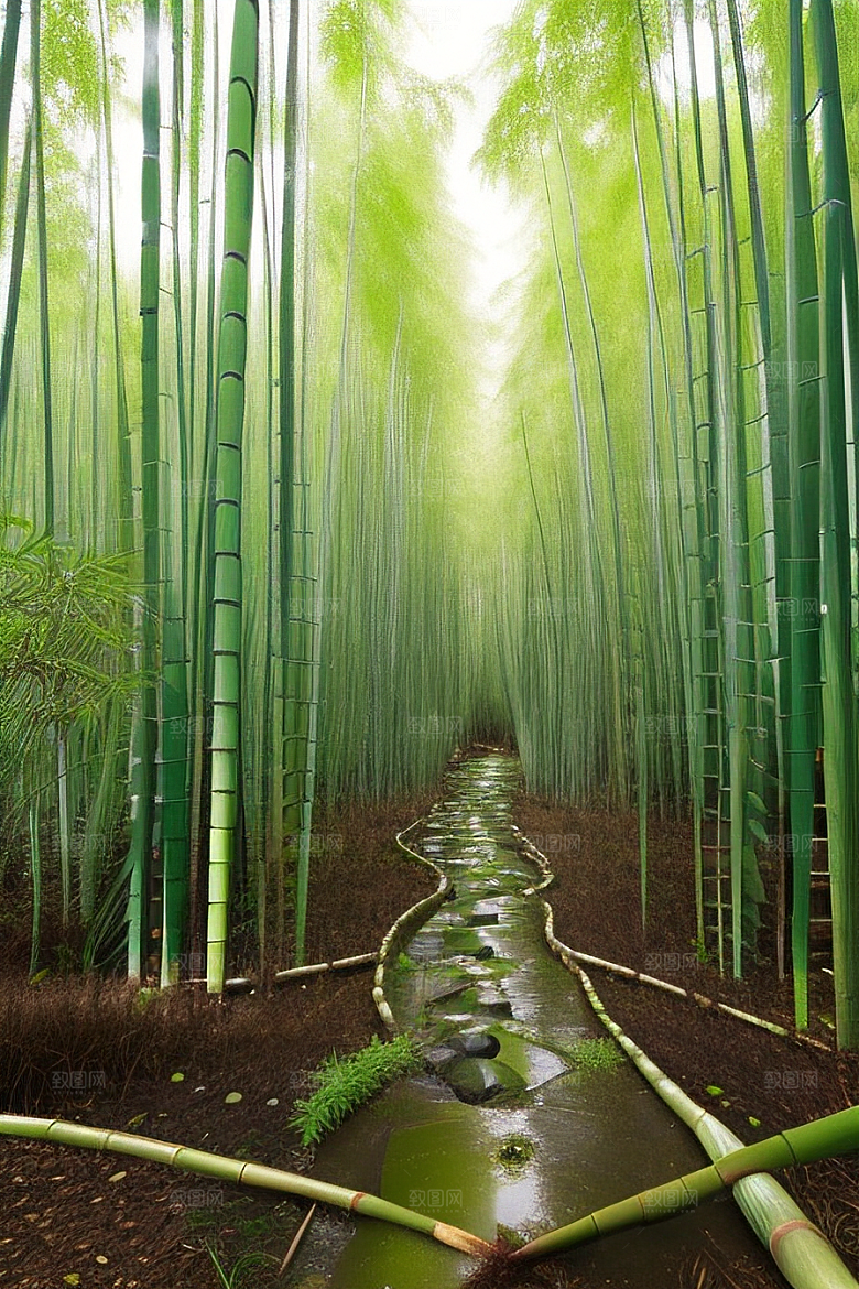竹子的优雅的美景