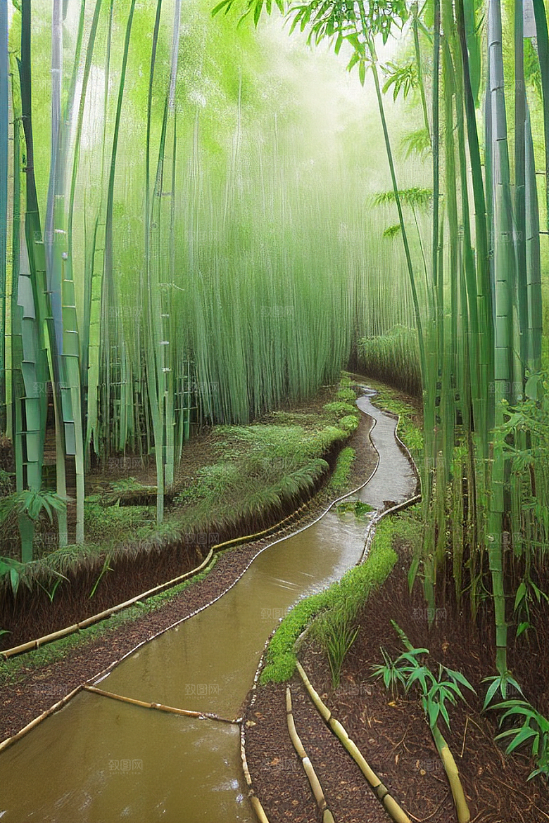 竹子的优雅的美景