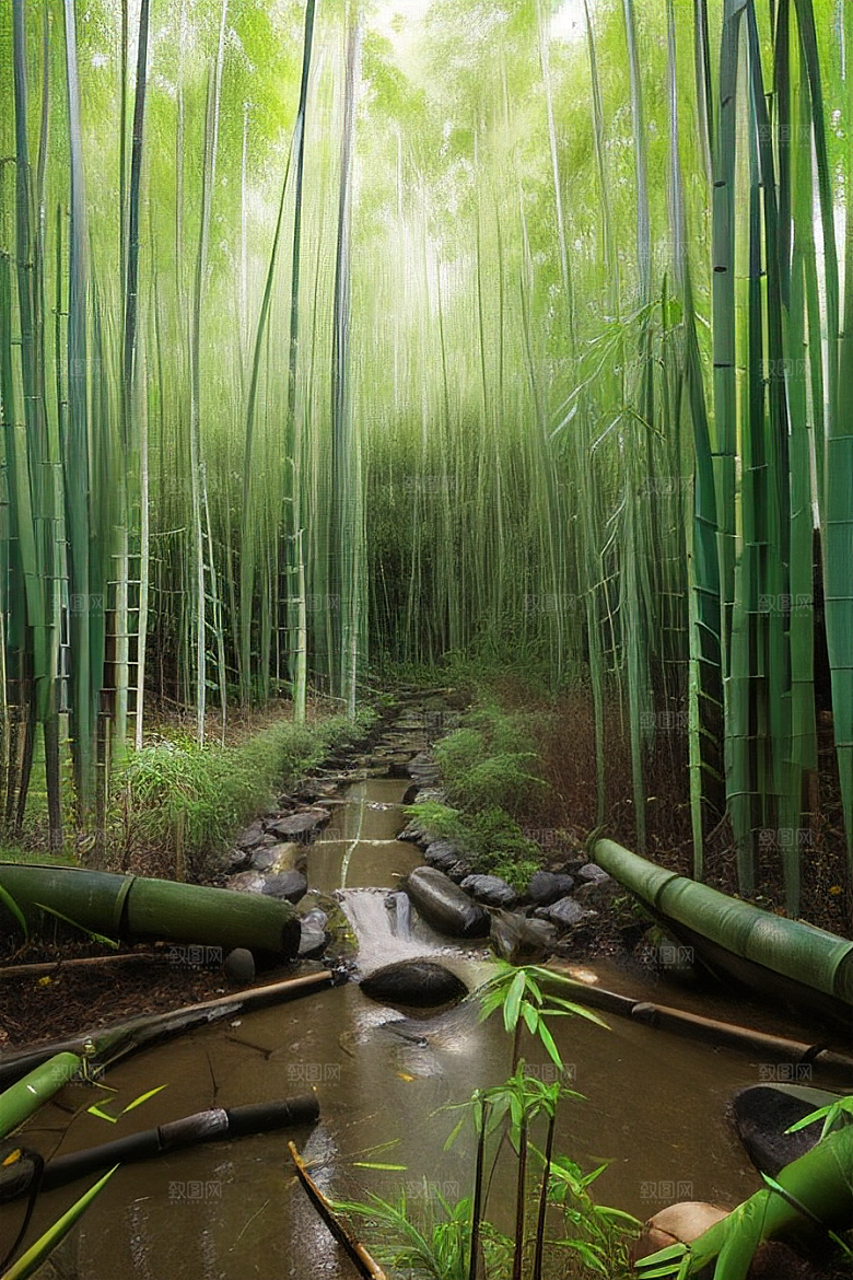 竹子的优雅的美景