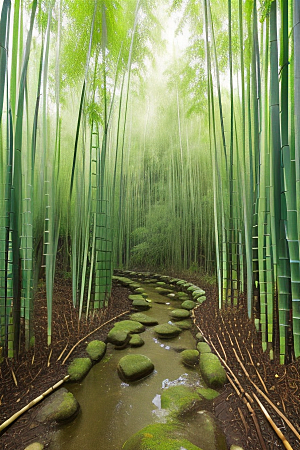 竹子的优雅的美景