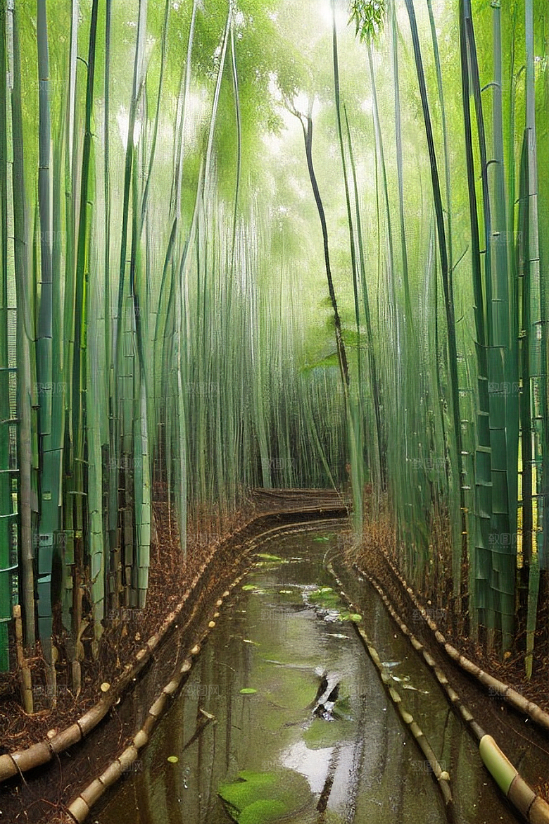 竹子的优雅的美景
