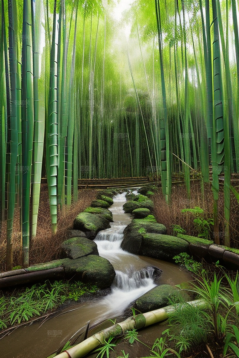 竹子的优雅的美景