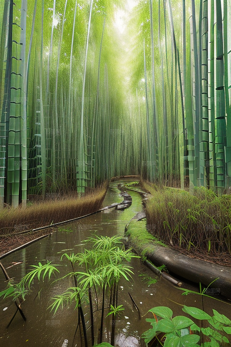 竹子的优雅的美景