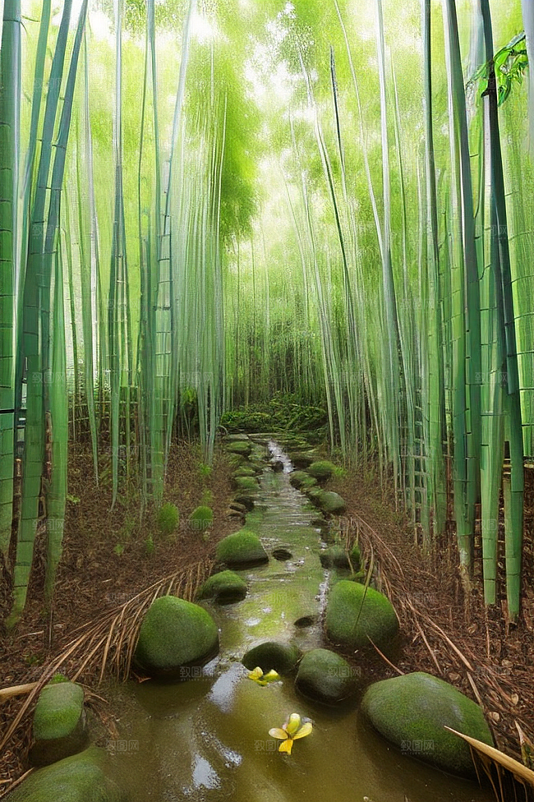 竹子的优雅的美景