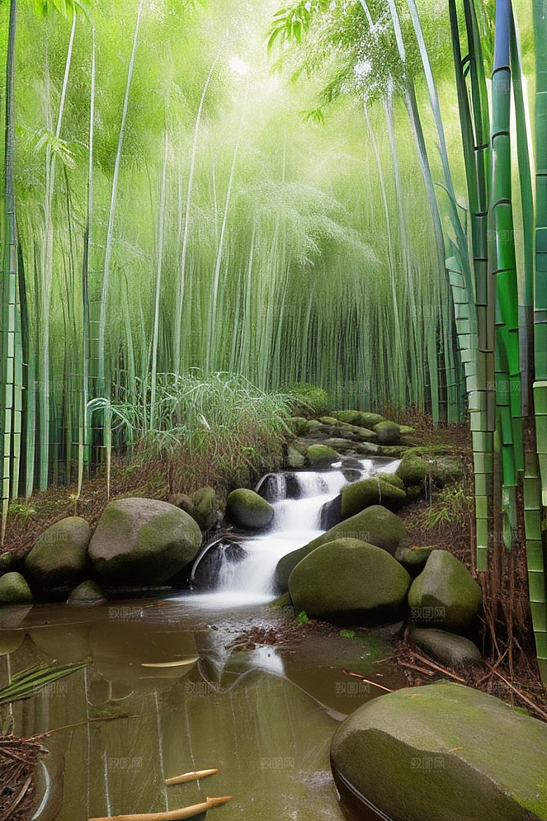 雨后的竹林的美景