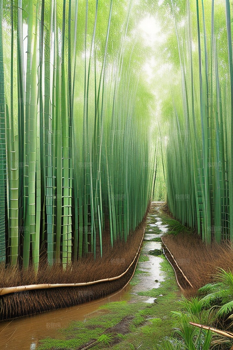 雨后的竹林的美景