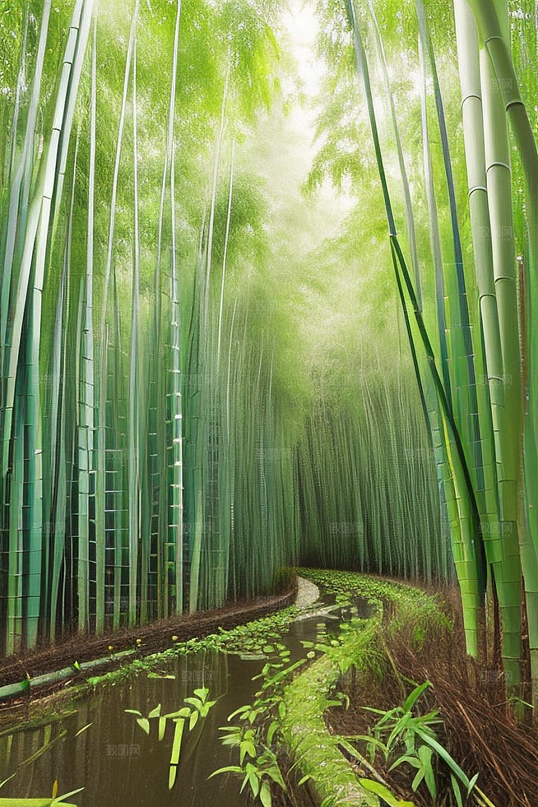 雨后的竹林的美景