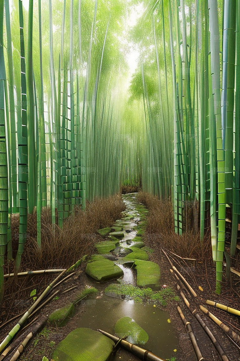 雨后的竹林的美景