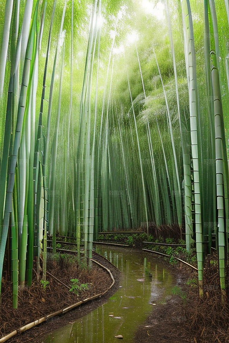 雨后的竹林的美景