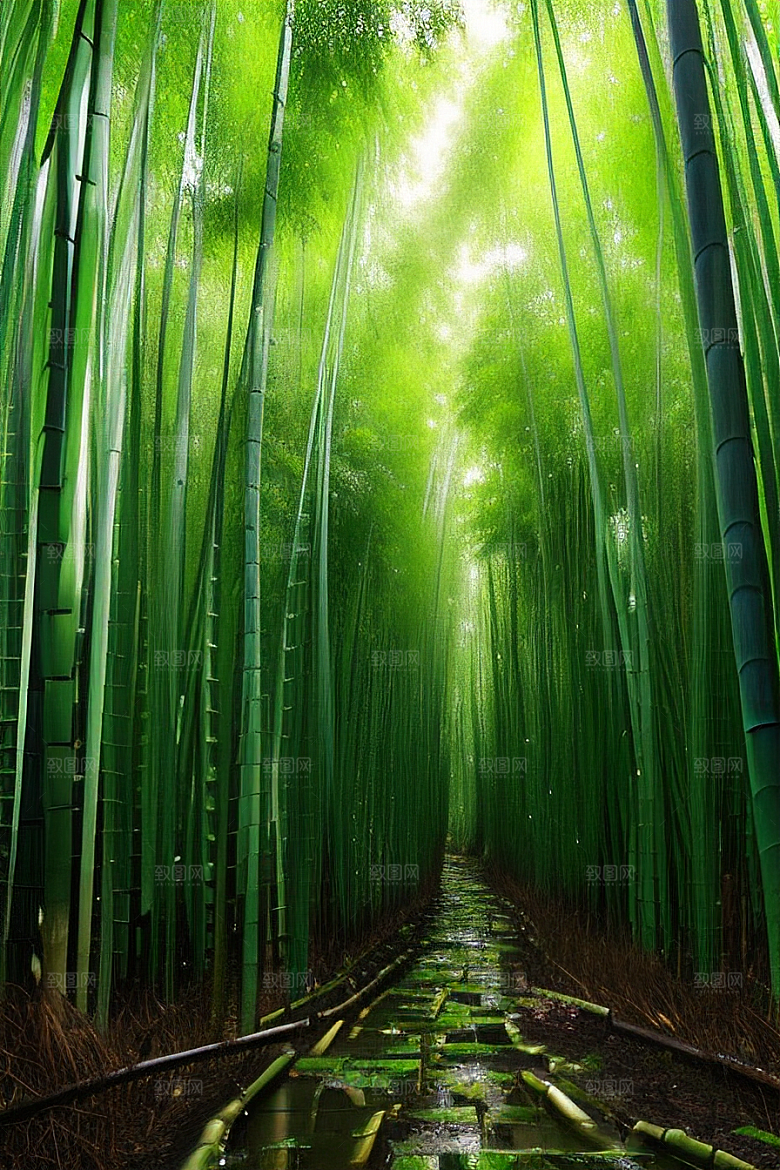 雨后的竹林的美景