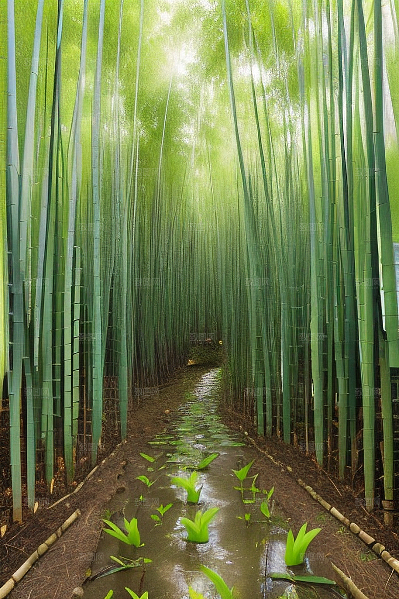 雨后的竹林的美景