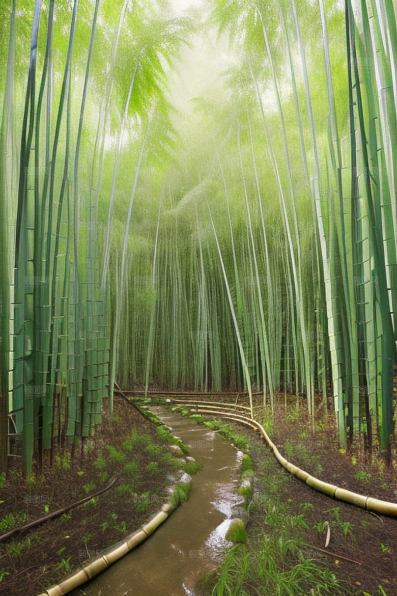 雨后的竹林的美景