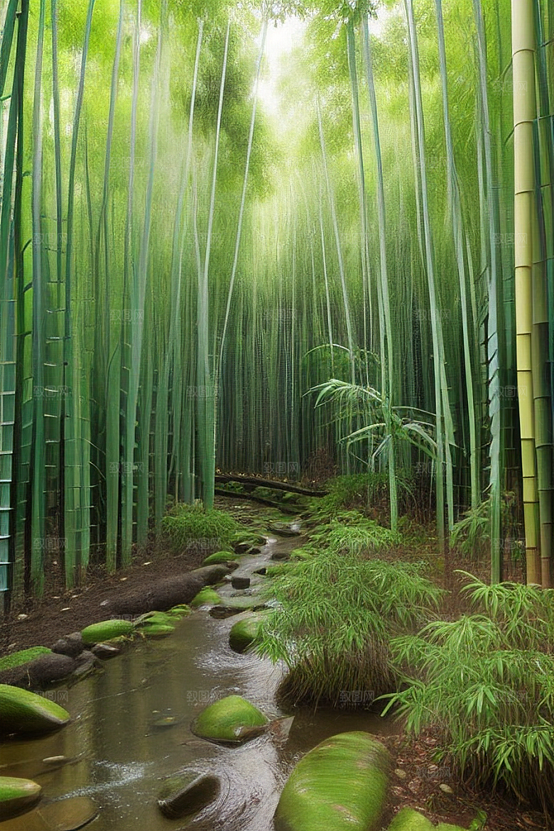雨后的竹林的美景