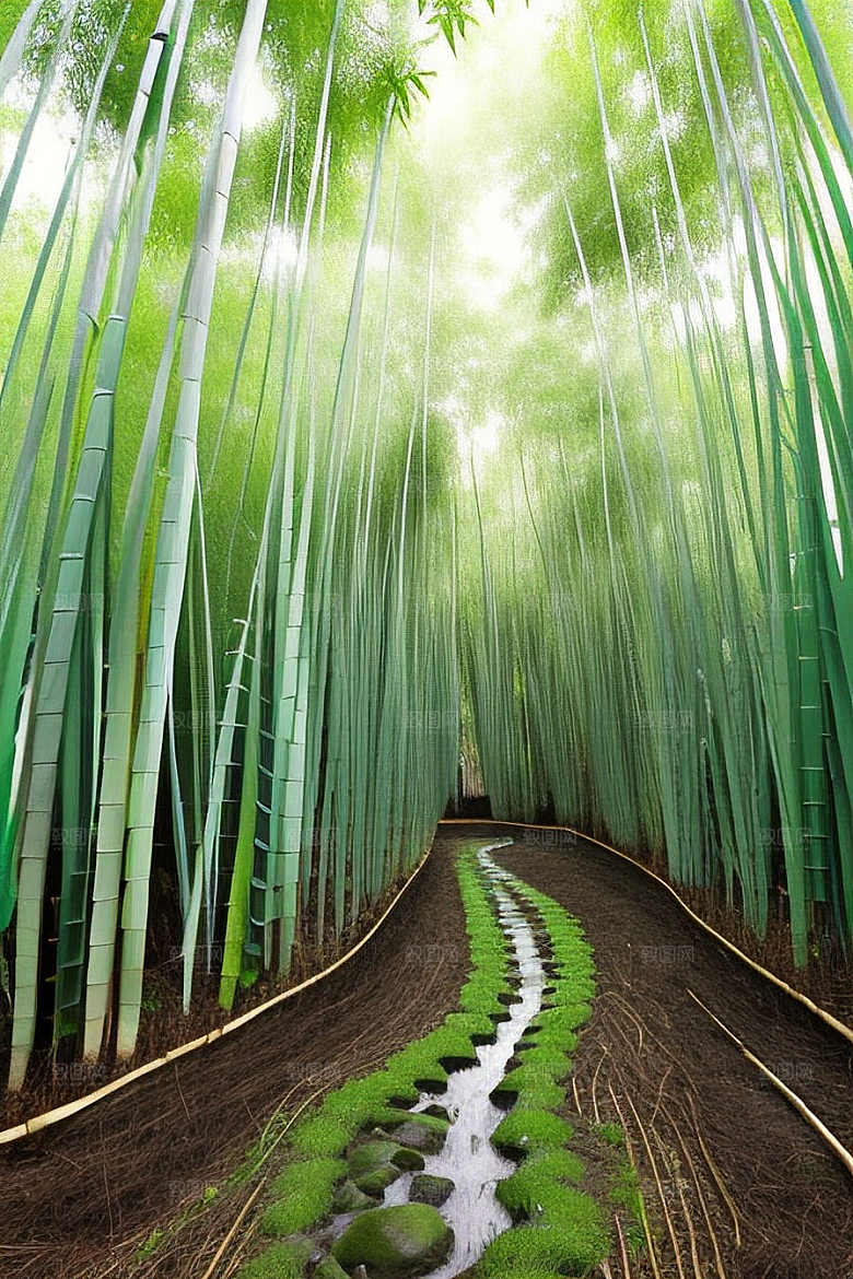 竹子的绿意的美景