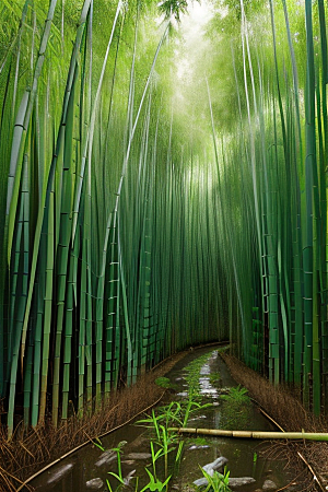 竹子的绿意的美景