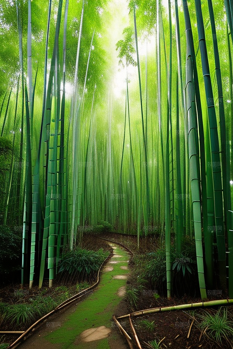 竹子的绿意的美景