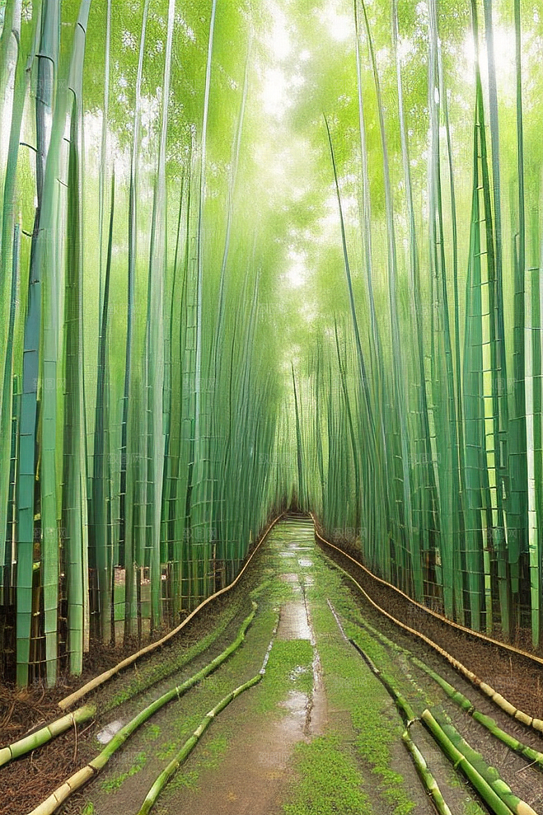 竹子的绿意的美景