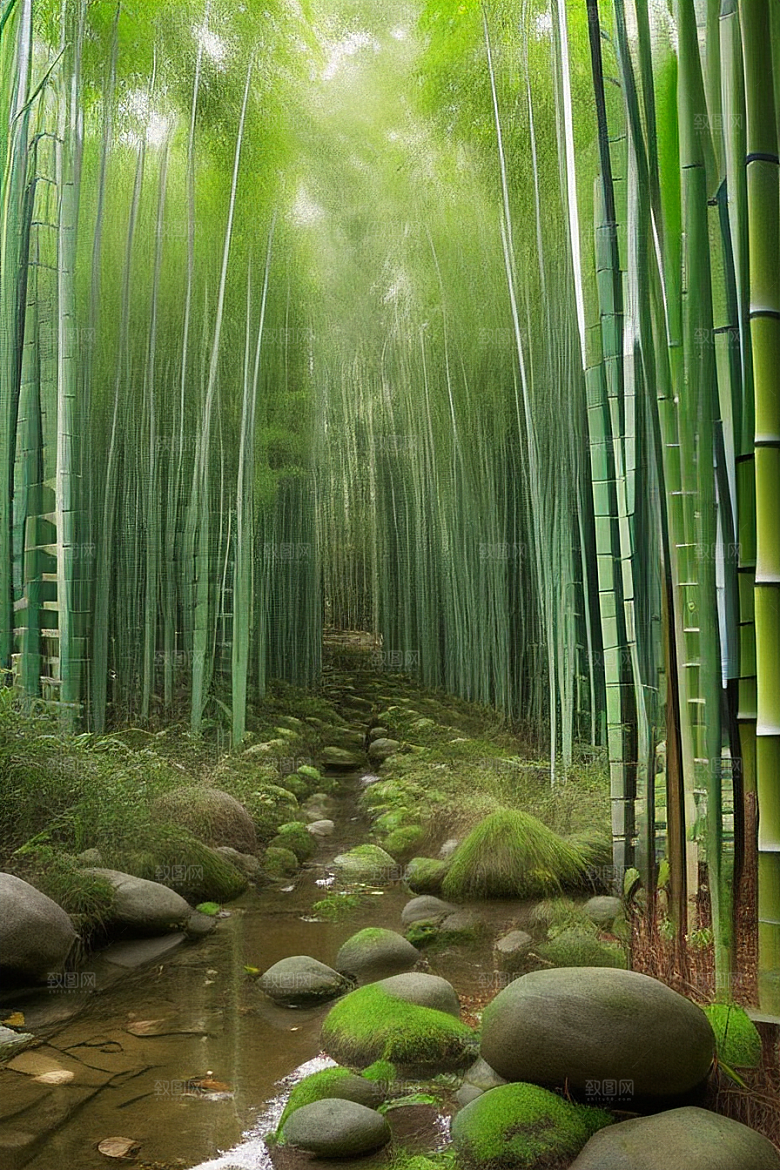 竹子的绿意的美景
