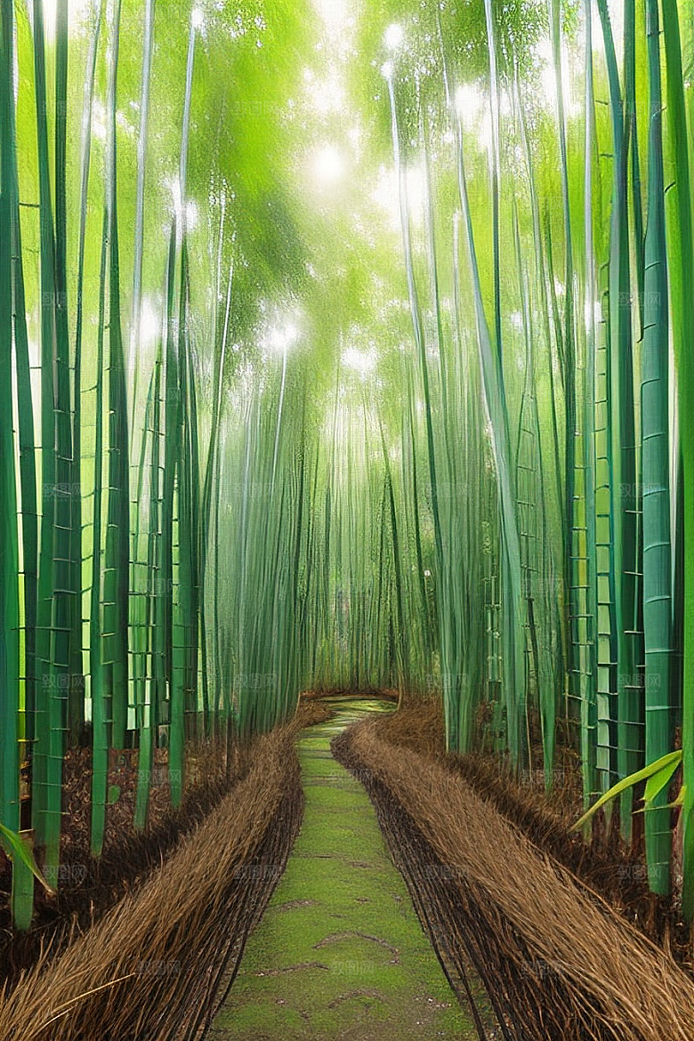 竹子的绿意的美景