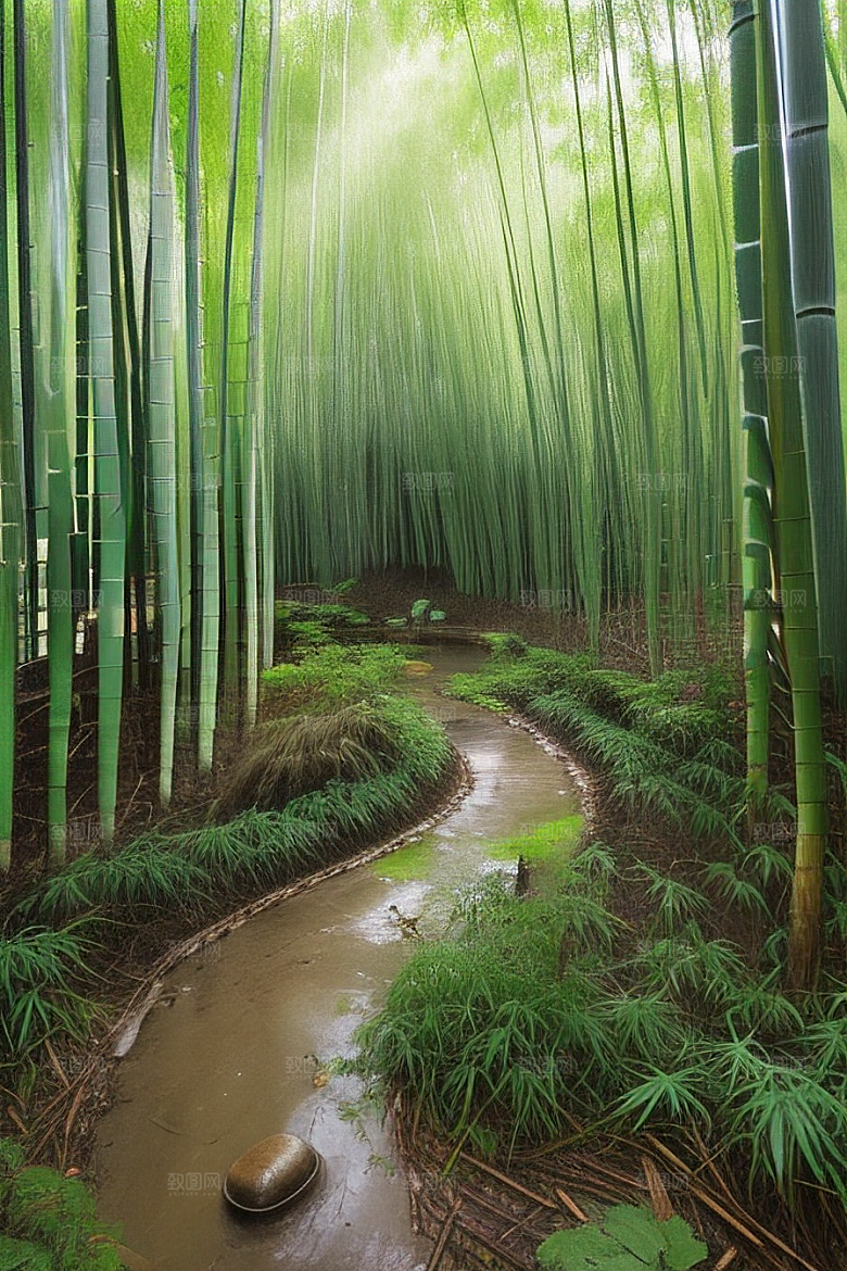 竹子的韧性的美景