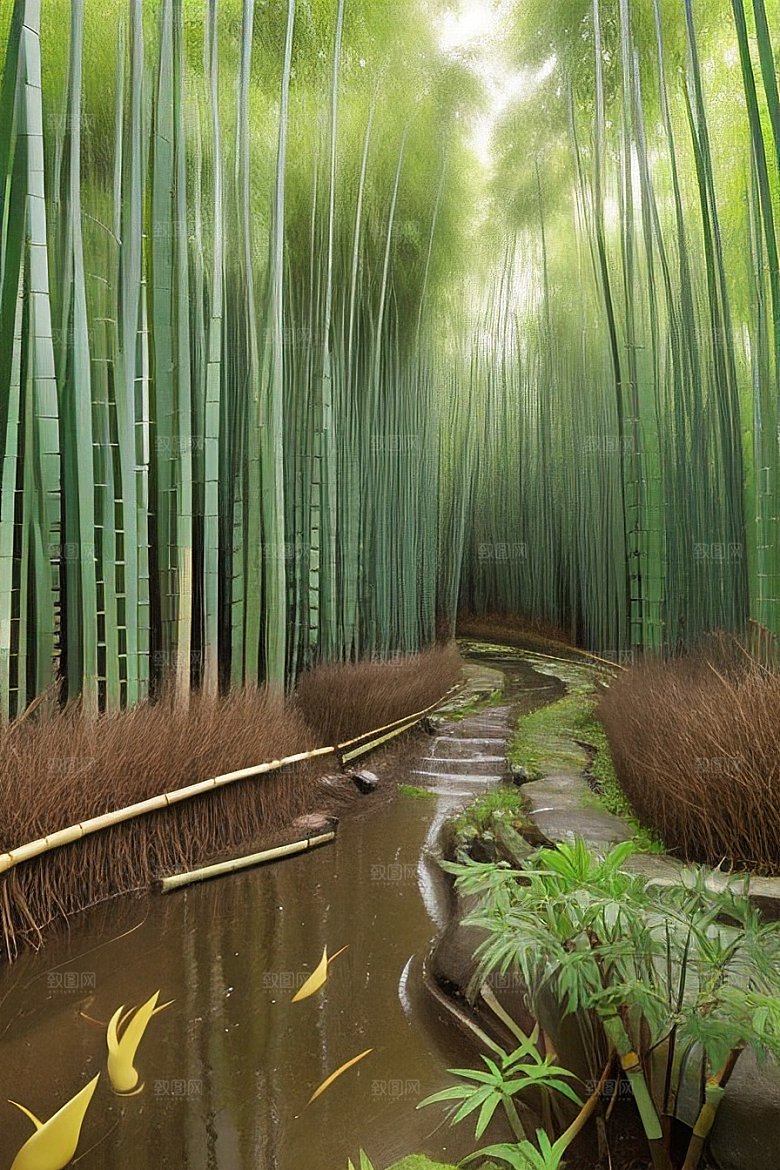 竹子的韧性的美景