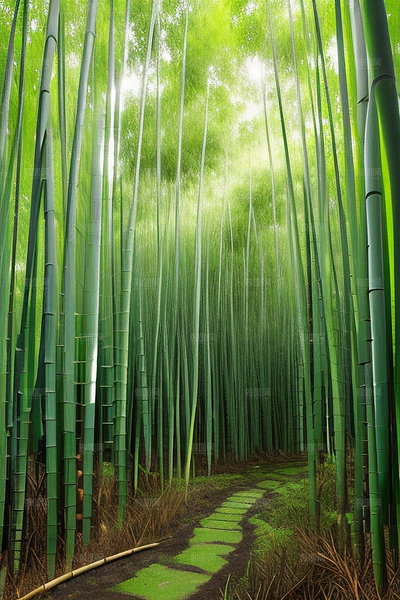 雨后的竹子的美景