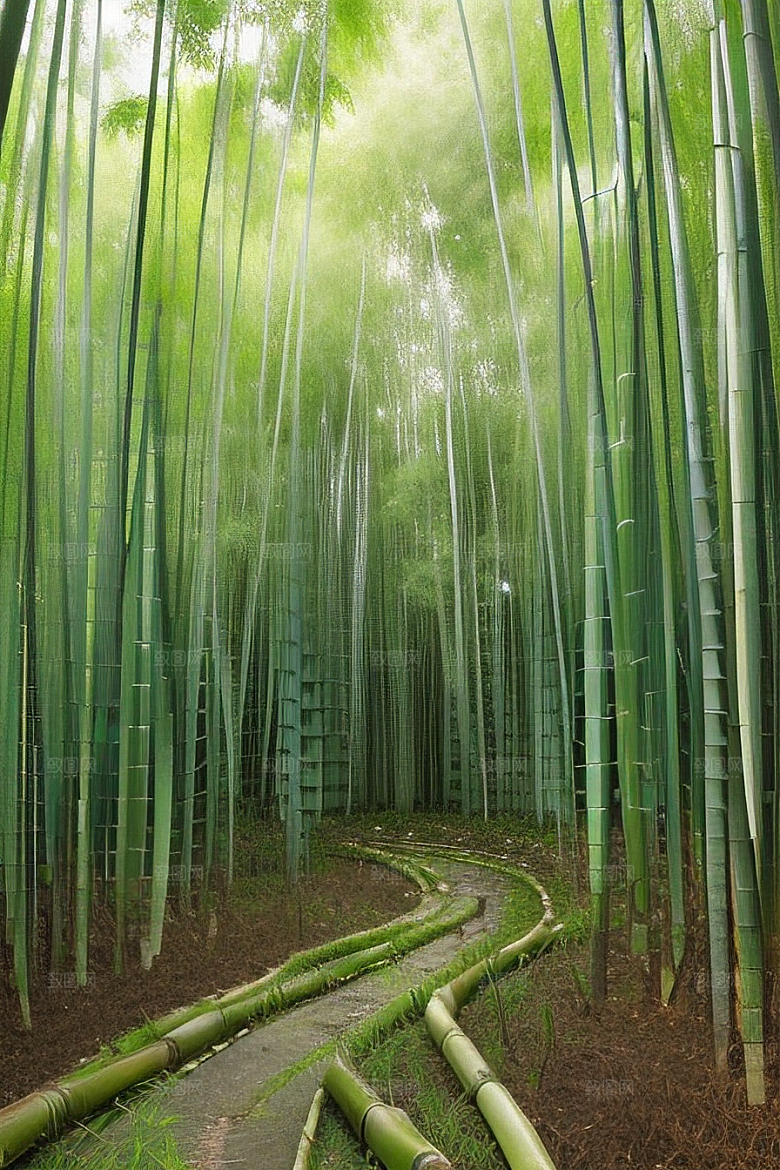 雨后的竹子的美景