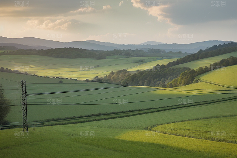 电线杆与乡村生活美丽的平凡之景