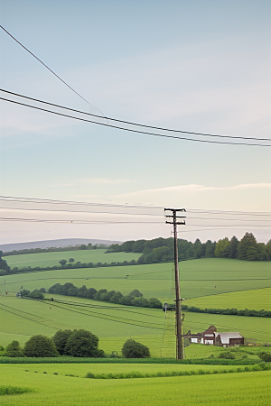 电线杆与乡村生活美丽的平凡之景