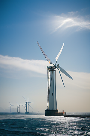 蓝色能源之舞海上大风车的未来画卷