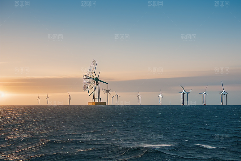 海上风能风车的海洋盛宴