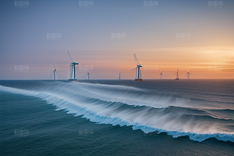 海上风能风车的海洋盛宴