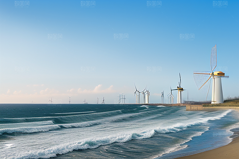 海上风能风车的海洋盛宴