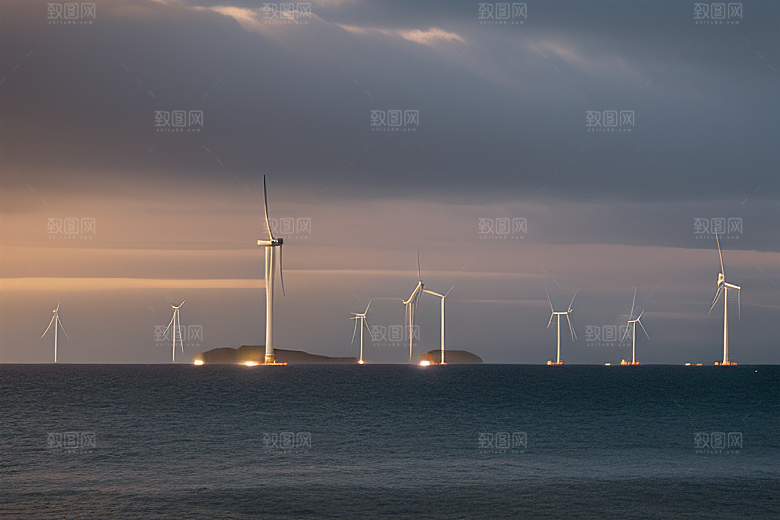 海上风能风车的海洋盛宴