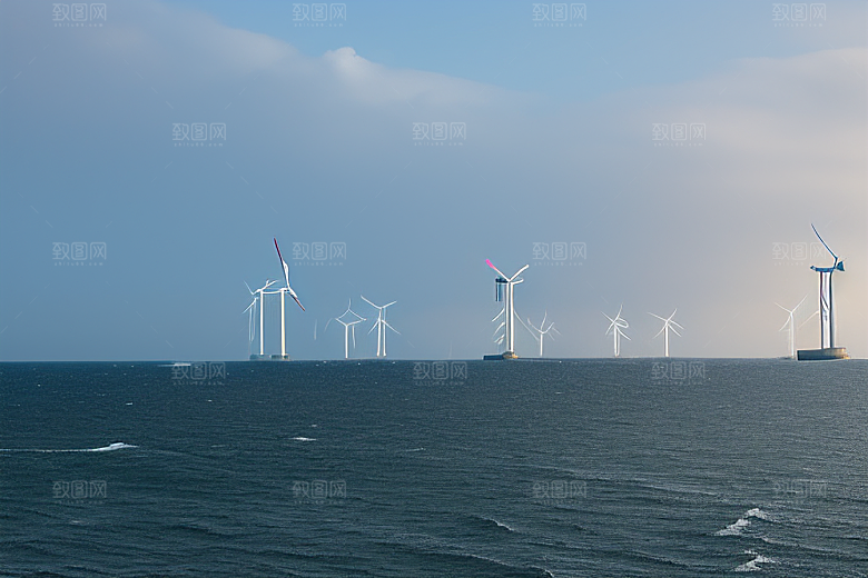 海上风能风车的海洋盛宴